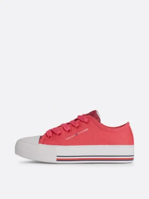Tommy Hilfiger Lace-up Sneaker aus Canvas mit Glitzer-Finish MAGENTA Discount