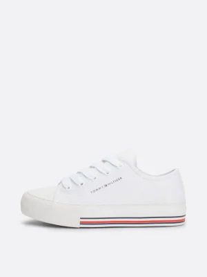 Tommy Hilfiger Lace-up Sneaker aus Canvas mit Glitzer-Finish WHITE Online