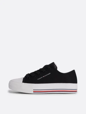 Tommy Hilfiger Lace-up Sneaker aus Canvas mit Glitzer-Finish BLACK Cheap