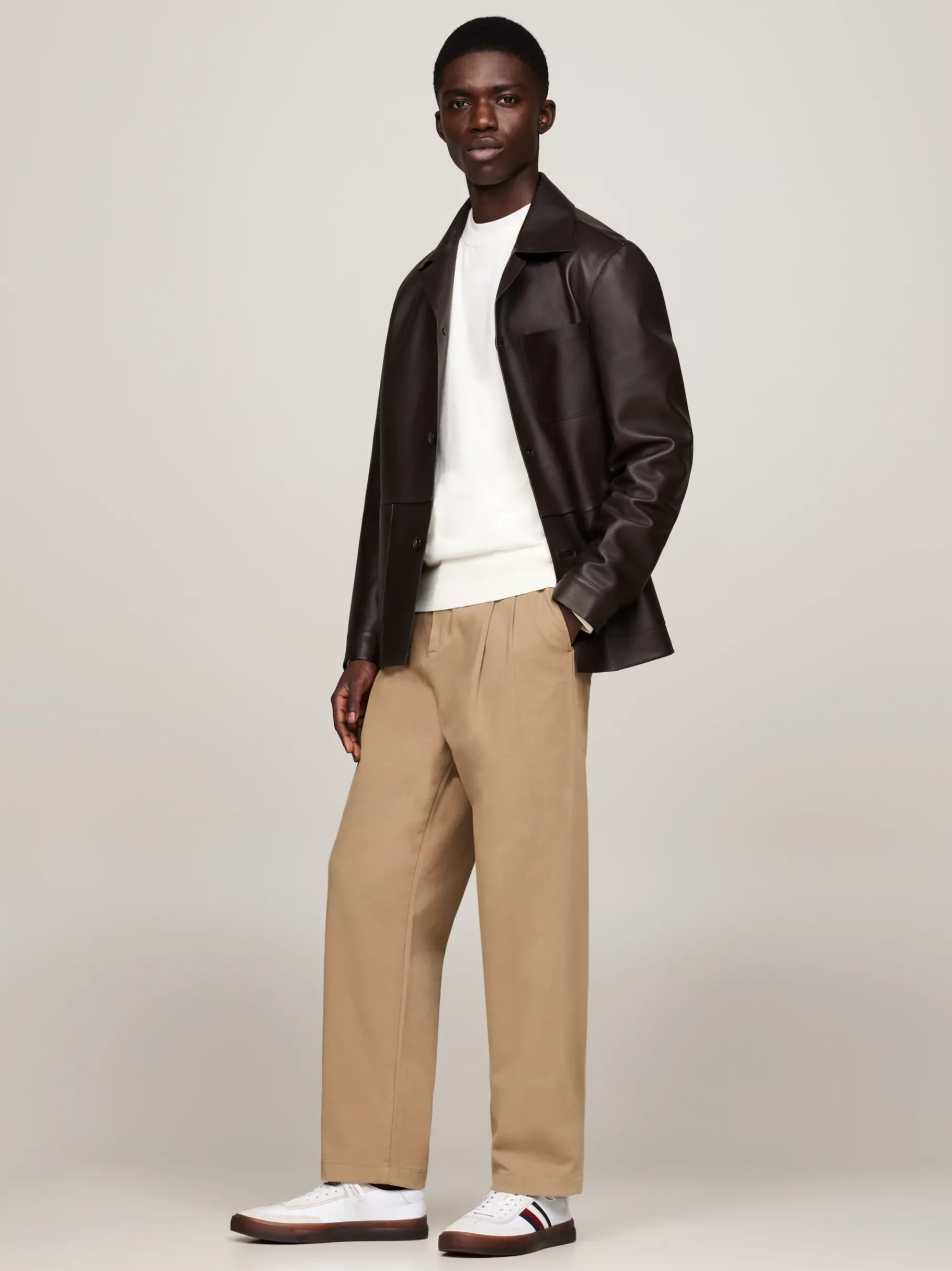 Tommy Hilfiger Lace-up Sneaker aus Leder mit Tommy-Tape WHITE Outlet