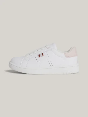 Tommy Hilfiger Lace-up Sneaker mit Kontrast-Bahn WHITE/PLATINUM Cheap