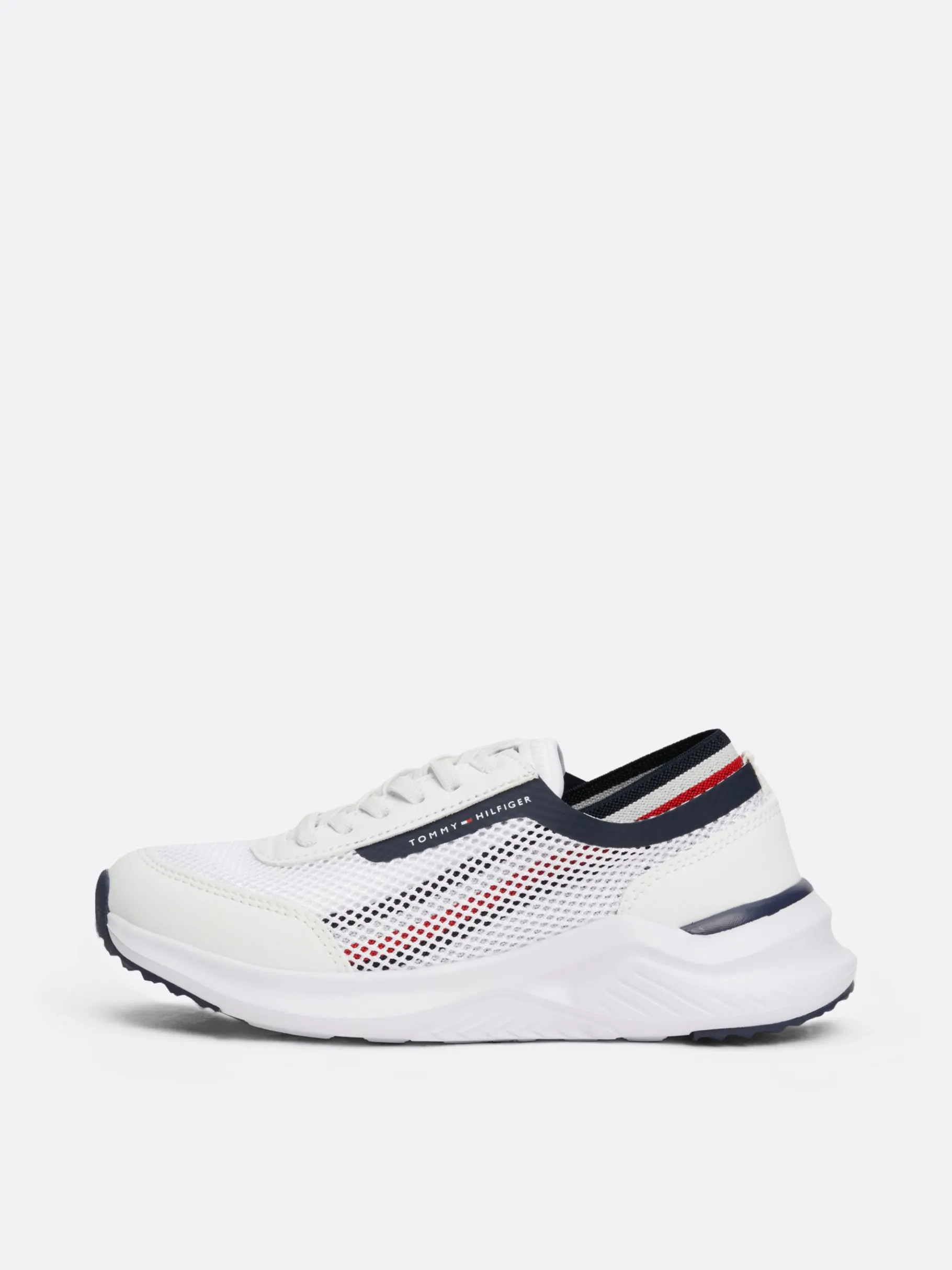 Tommy Hilfiger Lace-up Sneaker mit Mesh und Tommy-Tape WHITE Discount