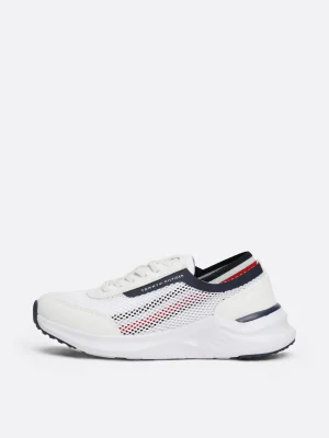 Tommy Hilfiger Lace-up Sneaker mit Mesh und Tommy-Tape WHITE Discount