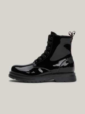 Tommy Hilfiger Lace-up Stiefelette mit Lack-Finish BLACK Best Sale