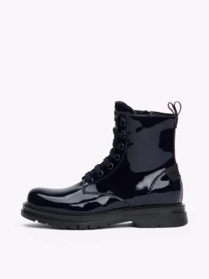 Tommy Hilfiger Lace-up Stiefelette mit Lack-Finish BLUE Cheap