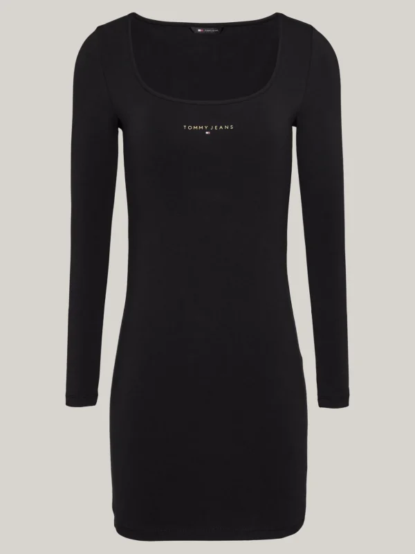 Tommy Hilfiger Langarm-Bodycon-Kleid mit Rundhalsausschnitt BLACK Online