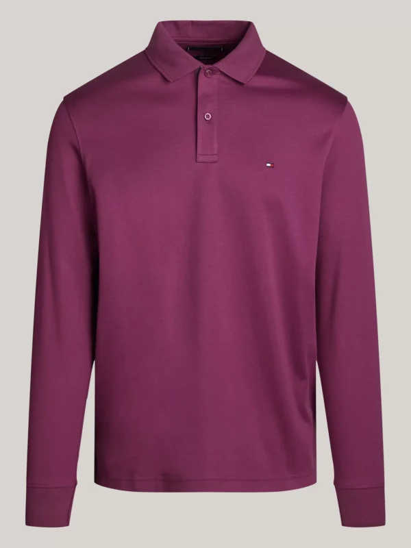 Tommy Hilfiger Langarm-Poloshirt aus Jacquardgewebe HERITAGE PLUM Clearance