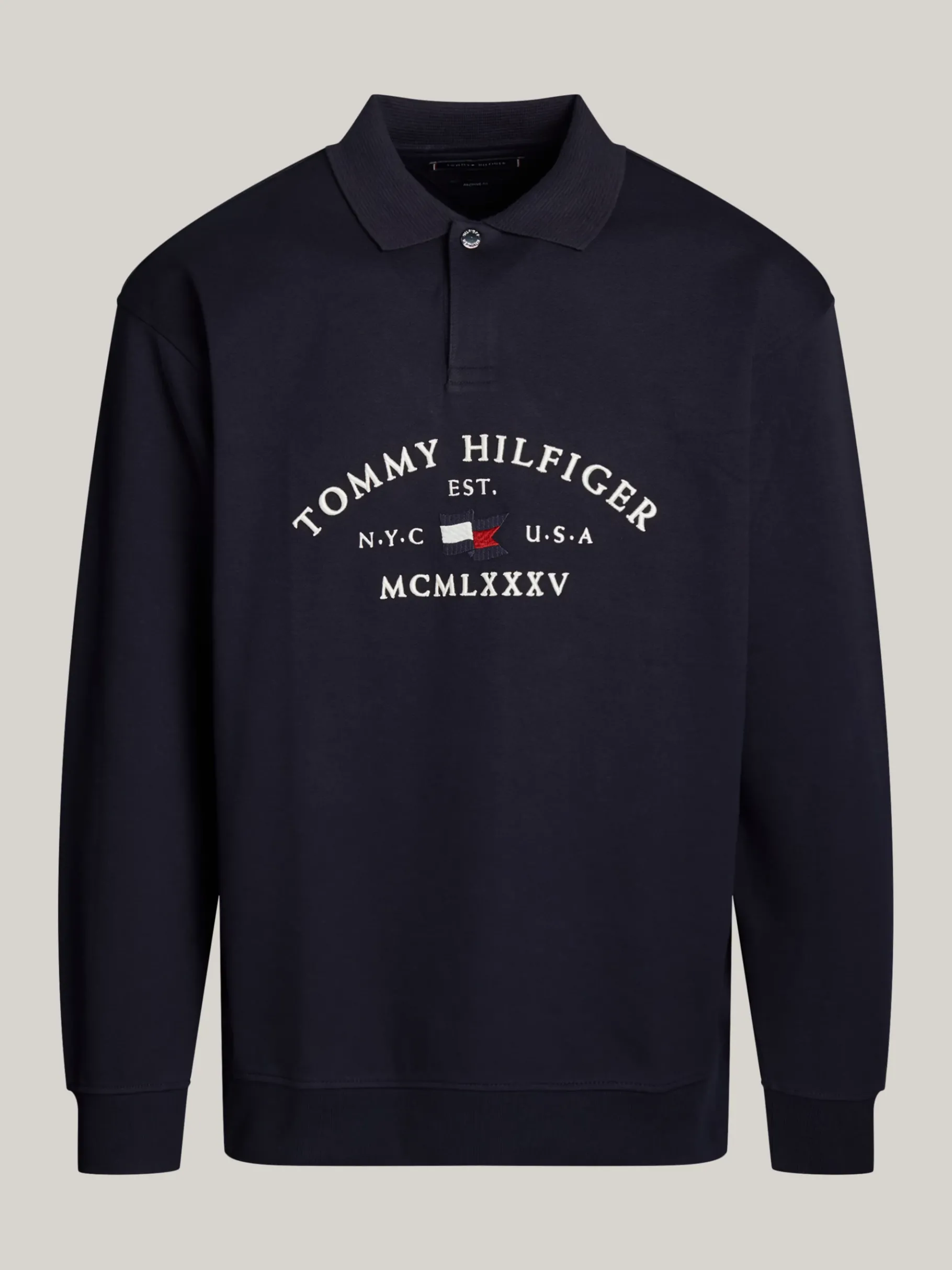 Tommy Hilfiger Langarm-Poloshirt mit maritimem Logo DESERT SKY Best Sale