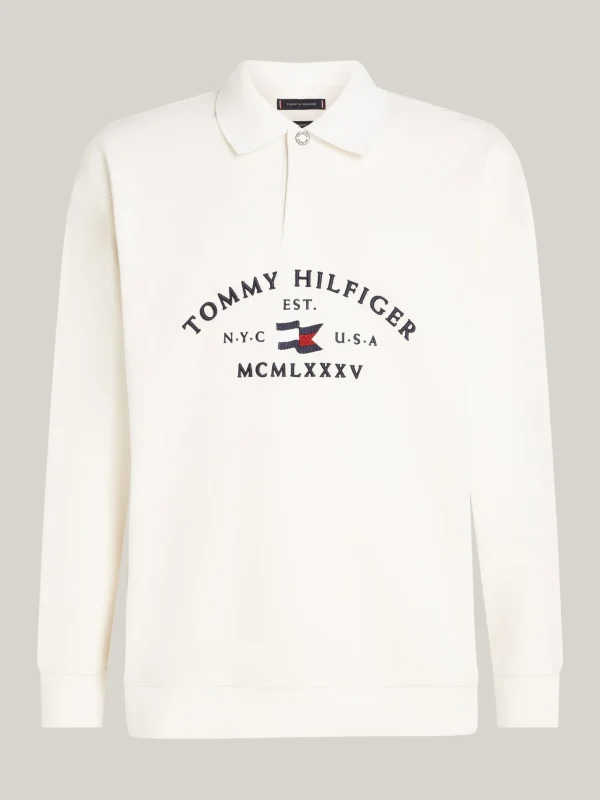 Tommy Hilfiger Langarm-Poloshirt mit maritimem Logo IVORY PETAL Shop
