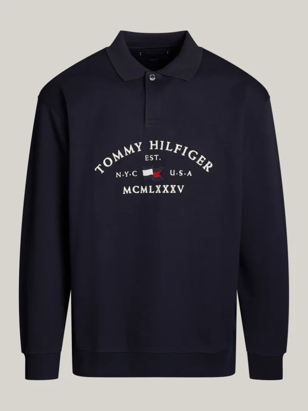 Tommy Hilfiger Langarm-Poloshirt mit maritimem Logo DESERT SKY Best Sale