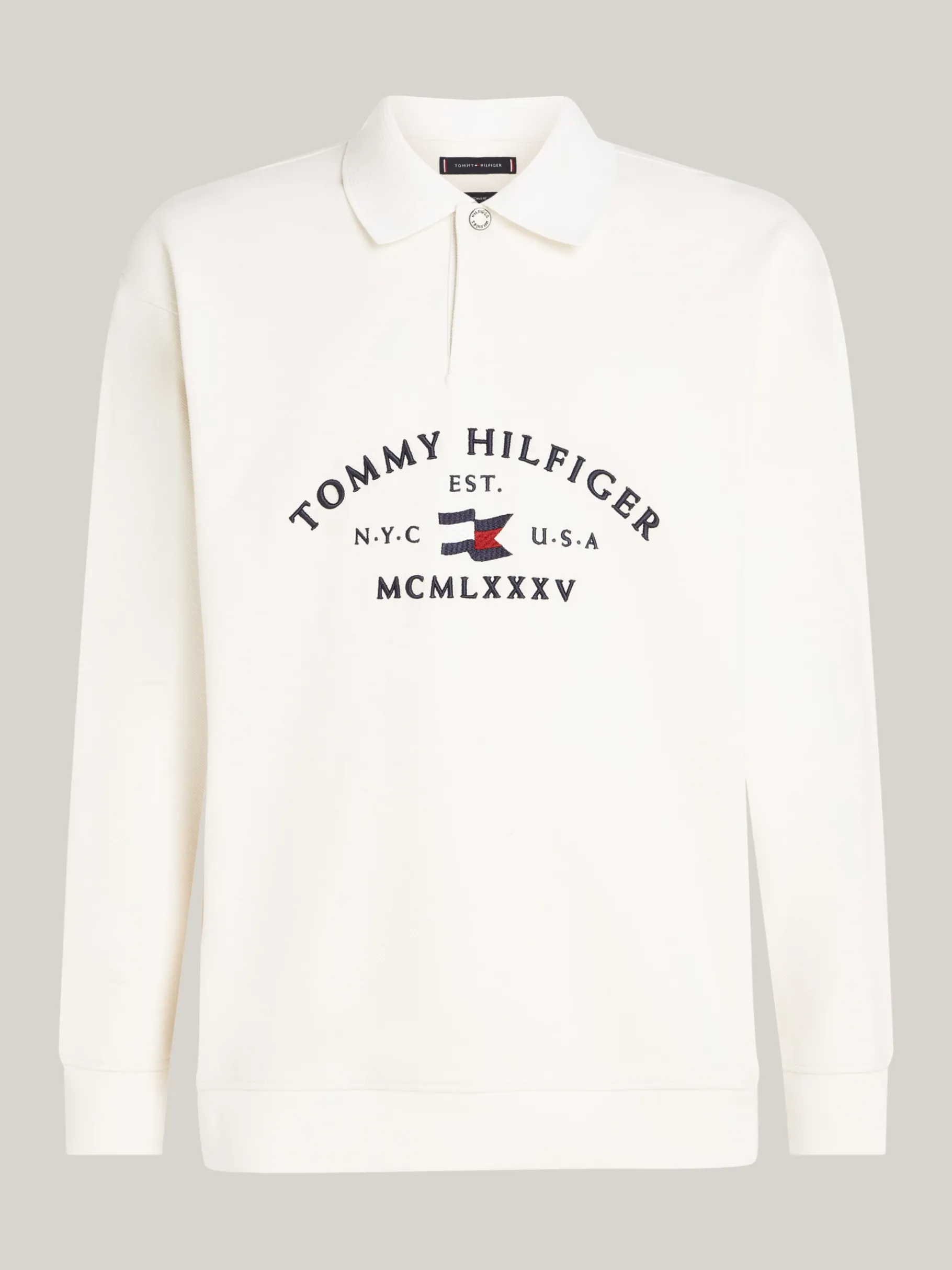 Tommy Hilfiger Langarm-Poloshirt mit maritimem Logo IVORY PETAL Shop