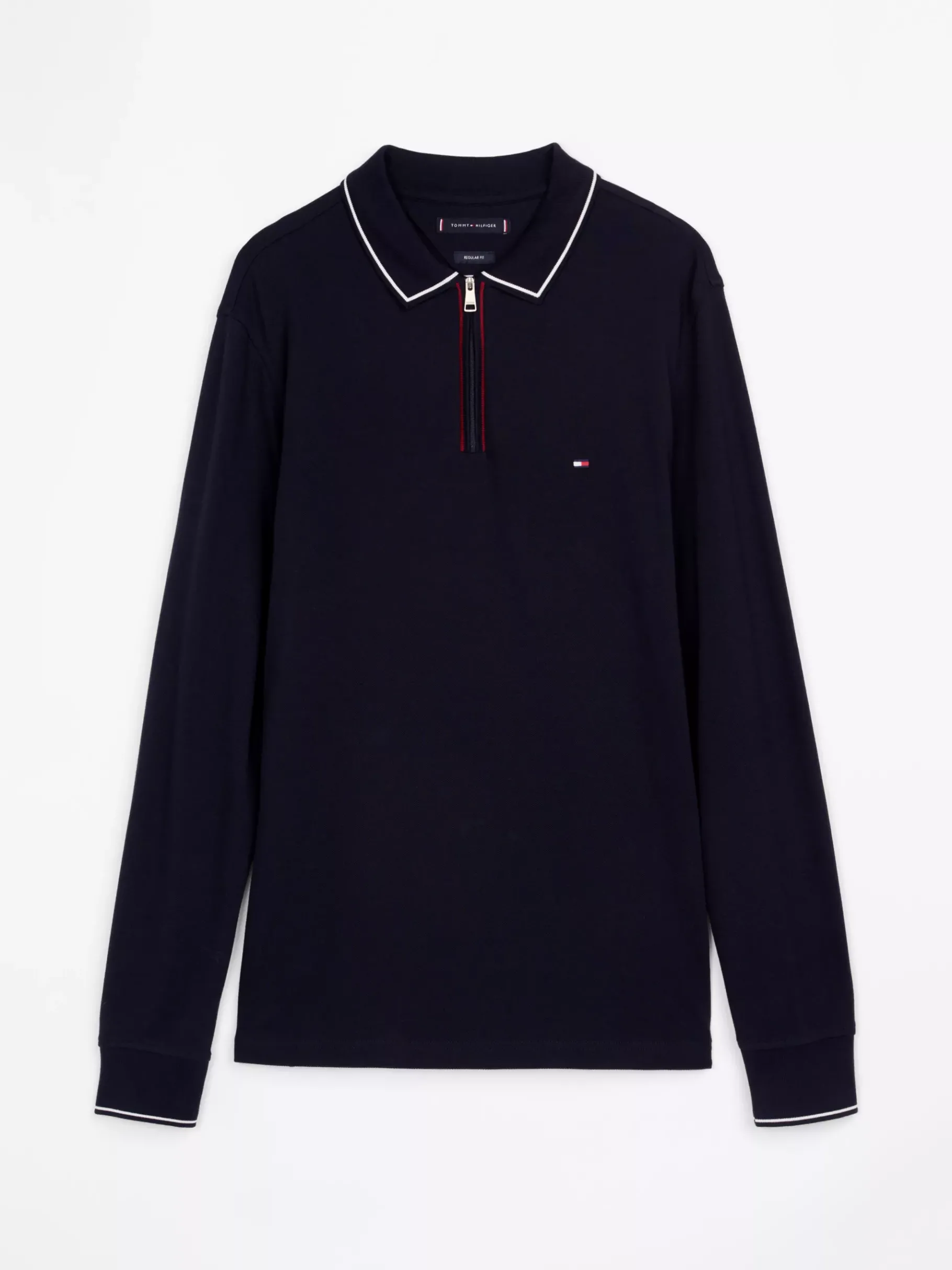 Tommy Hilfiger Langarm-Poloshirt mit Reißverschlussleiste DESERT SKY Flash Sale
