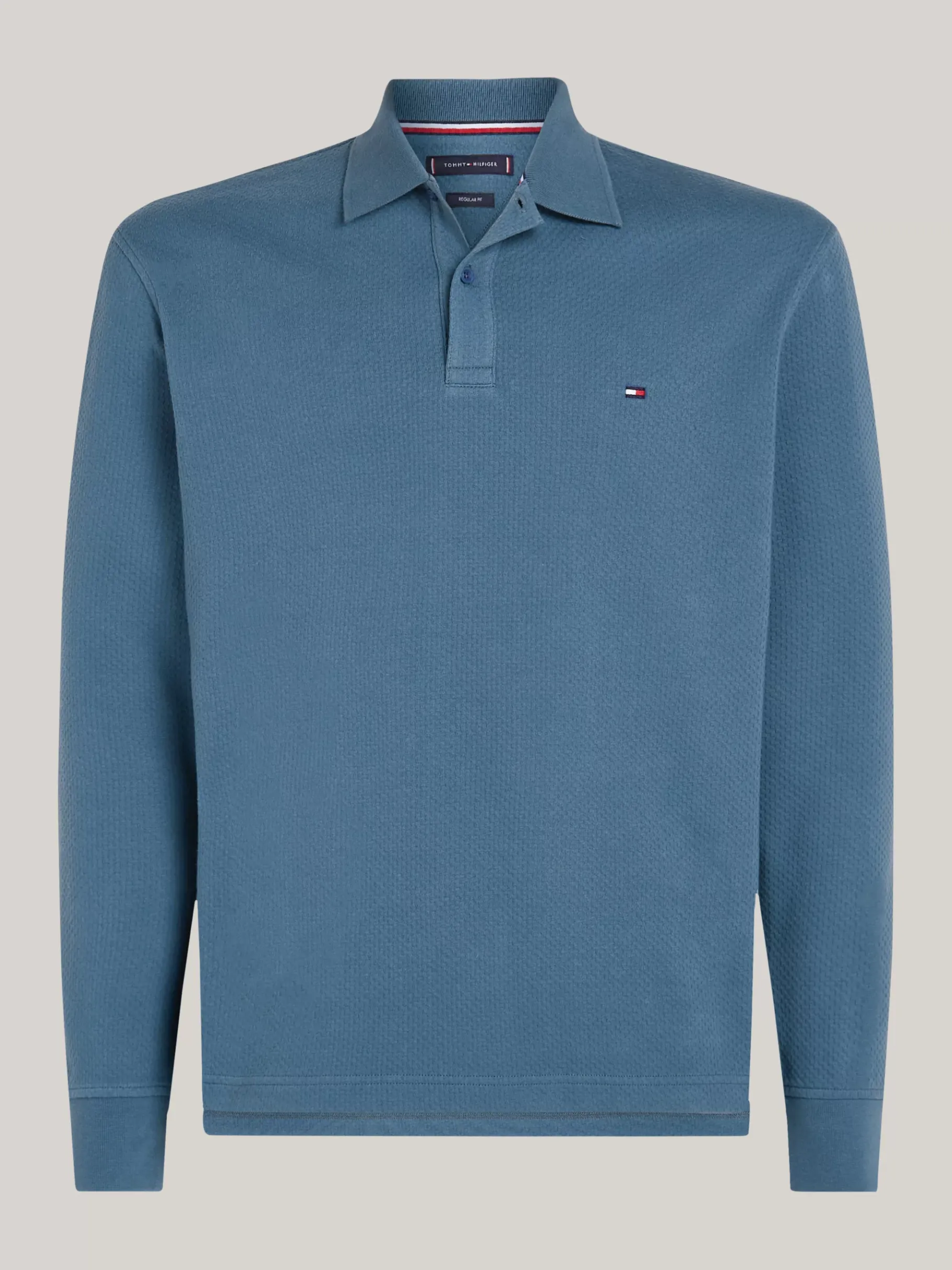 Tommy Hilfiger Langarm-Poloshirt mit Waffelstruktur AEGEAN SEA Cheap