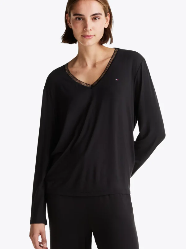 Tommy Hilfiger Langarm-Pyjama-Oberteil BLACK Discount