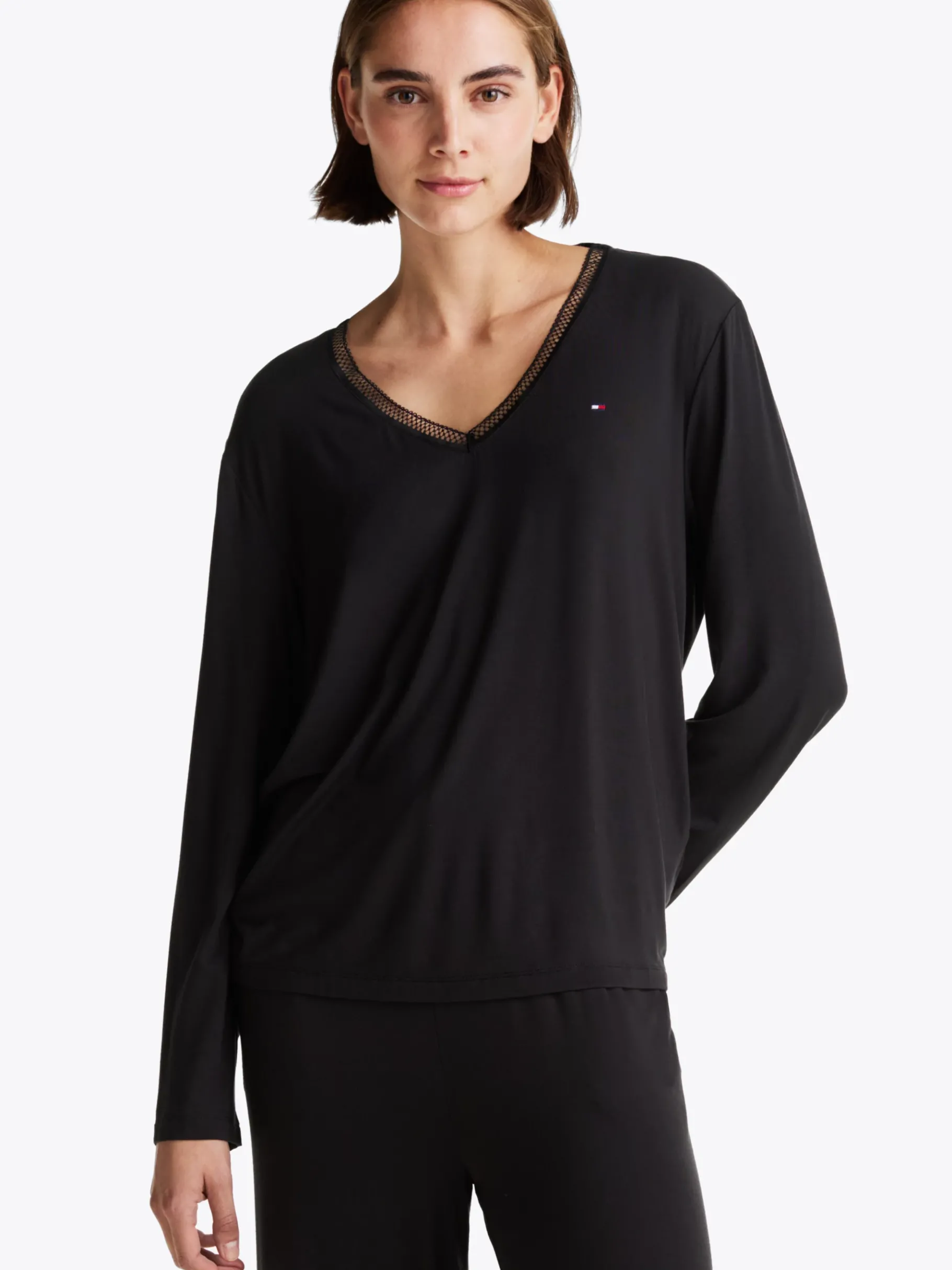 Tommy Hilfiger Langarm-Pyjama-Oberteil BLACK Discount