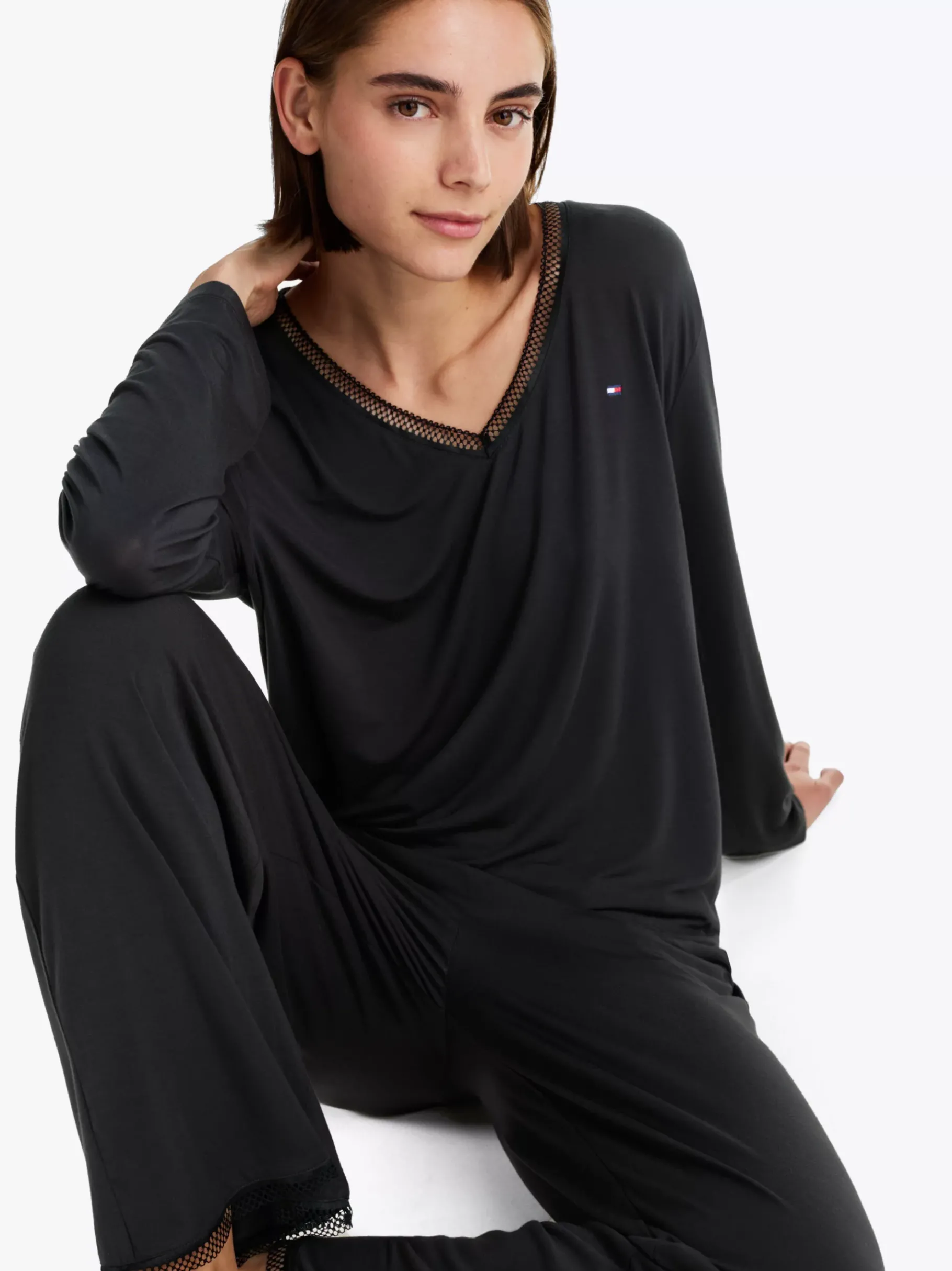 Tommy Hilfiger Langarm-Pyjama-Oberteil BLACK Discount