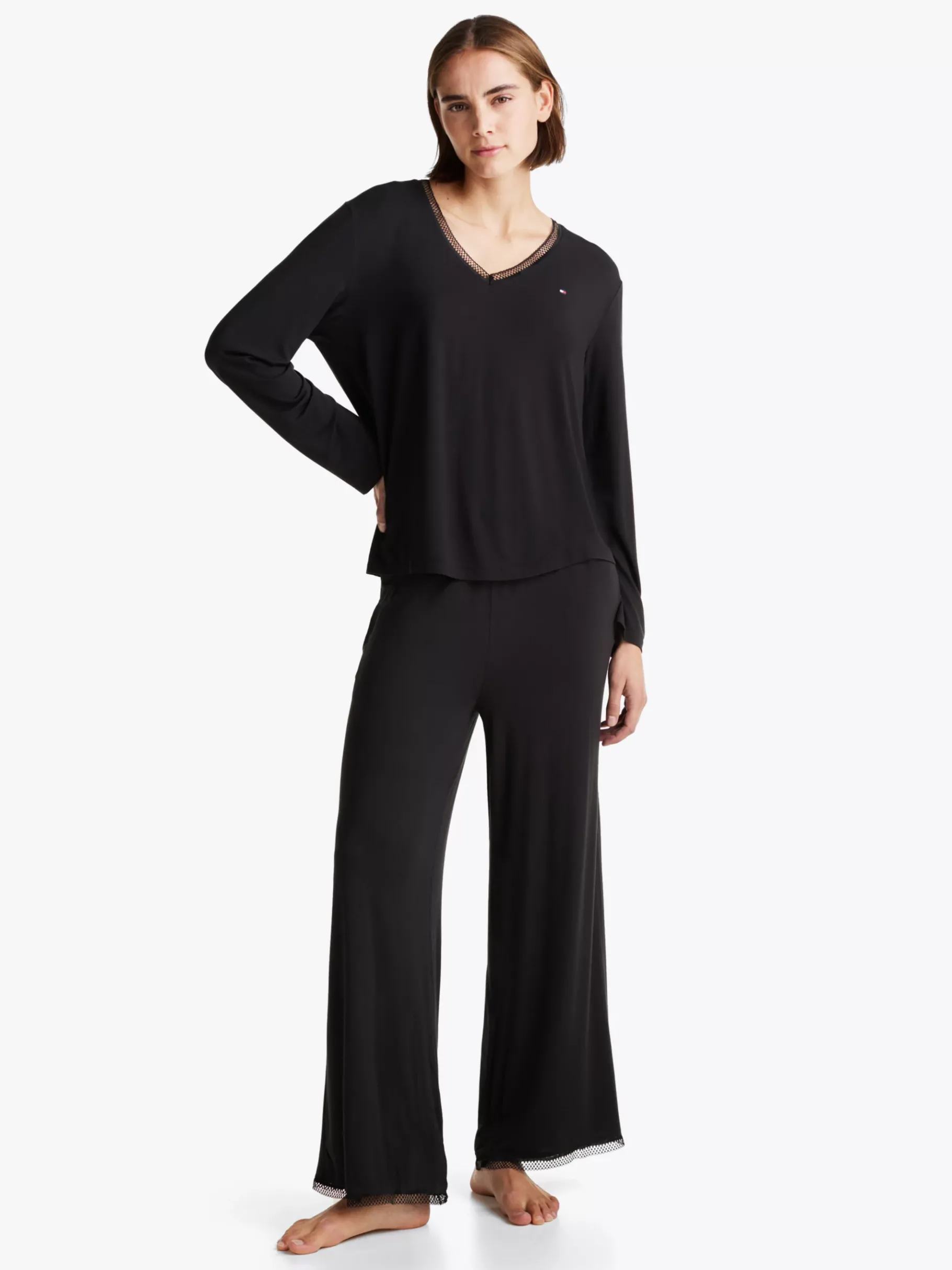 Tommy Hilfiger Langarm-Pyjama-Oberteil BLACK Discount