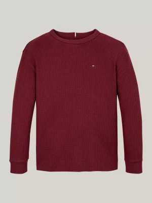 Tommy Hilfiger Langarmshirt aus Waffelstrick DEEP ROUGE Sale