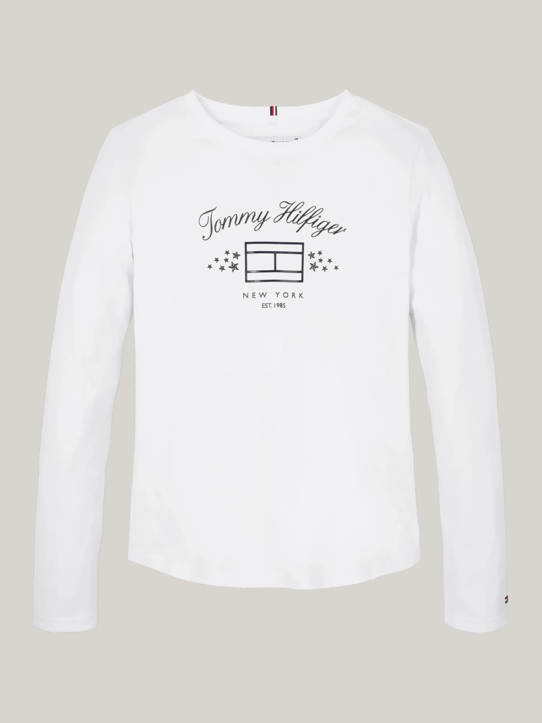 Tommy Hilfiger Langarmshirt mit Flag-Print WHITE New