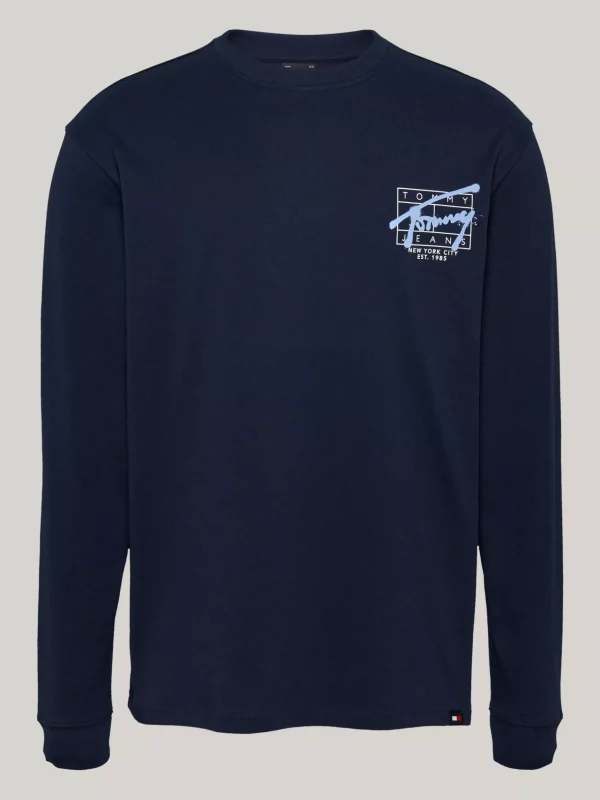 Tommy Hilfiger Langarmshirt mit Graffiti-Signatur-Logo DARK NIGHT NAVY Sale