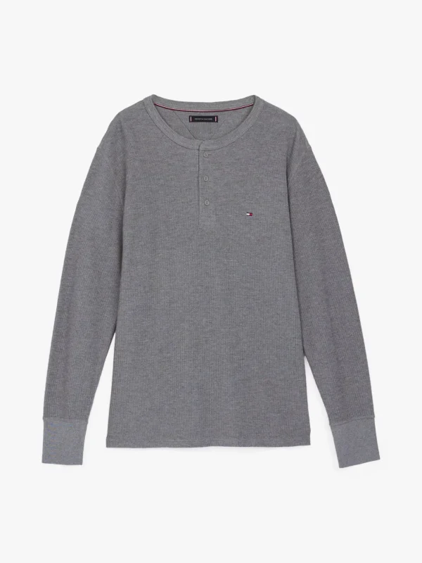 Tommy Hilfiger Langarmshirt mit Henley-Kragen MEDIUM GREY HEATHER Flash Sale