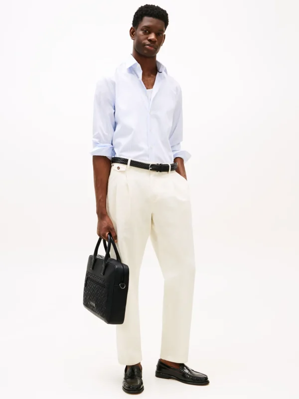 Tommy Hilfiger Laptoptasche aus Narbenleder mit TH-Monogramm BLACK Flash Sale