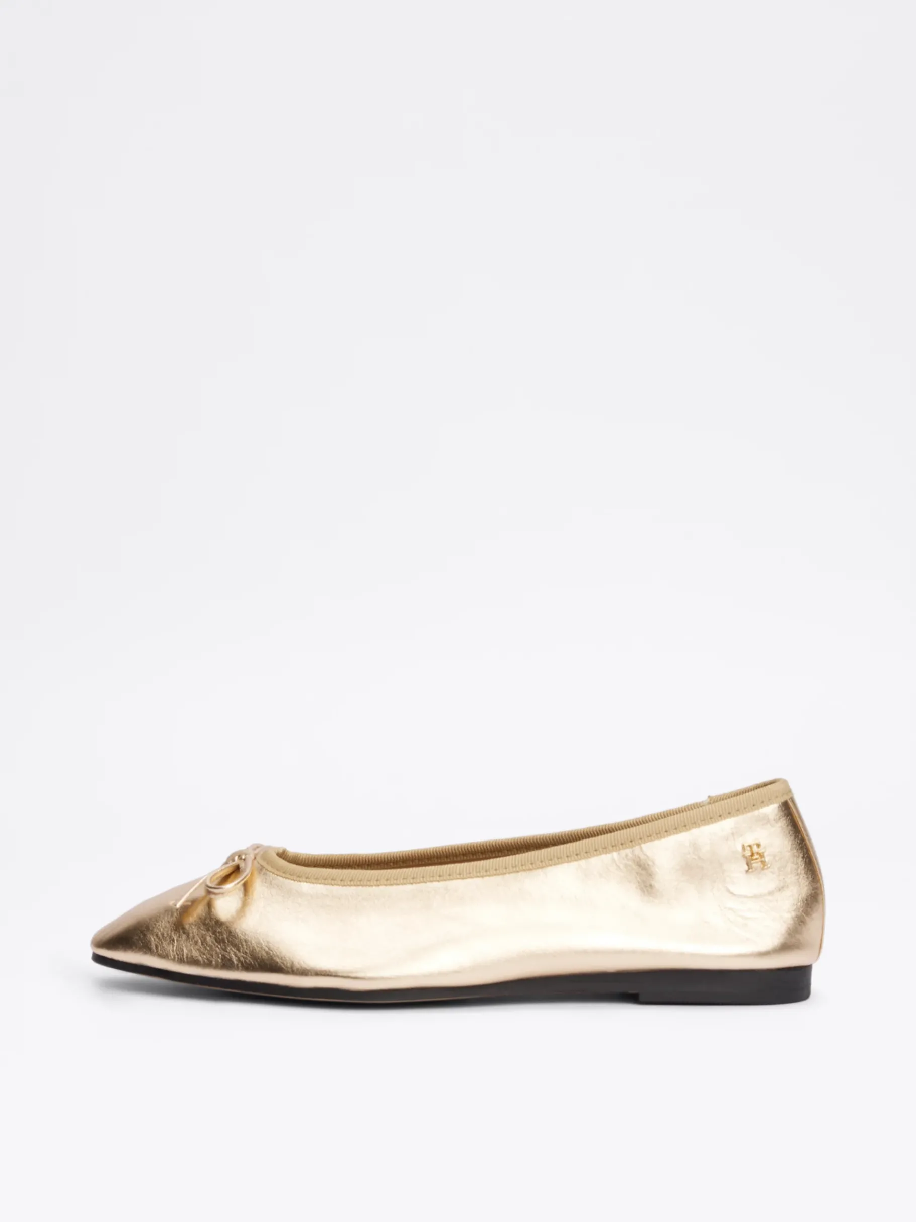 Tommy Hilfiger Leder-Ballerina mit Metallic-Finish GOLD Discount