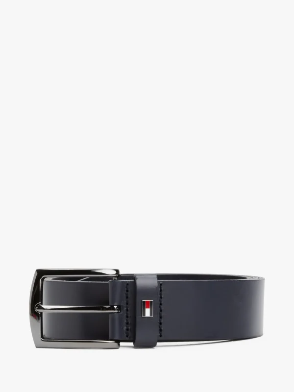 Tommy Hilfiger Ledergürtel mit eckiger Schnalle und Flag SPACE BLUE New