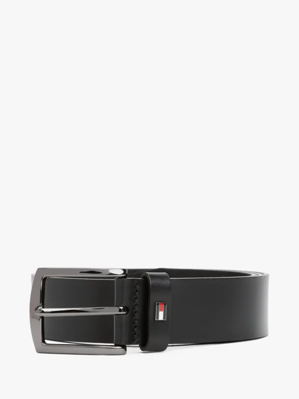 Tommy Hilfiger Ledergürtel mit eckiger Schnalle und Flag BLACK Clearance