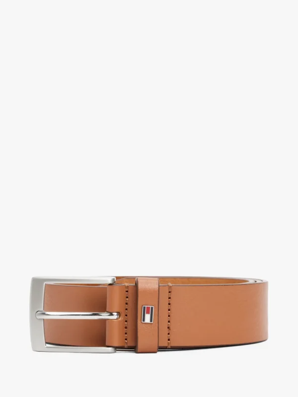 Tommy Hilfiger Ledergürtel mit Flag aus Emaille COGNAC New