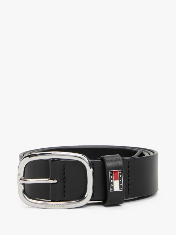 Tommy Hilfiger Leder-Gürtel mit ovaler Schnalle BLACK Clearance