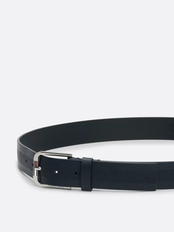 Tommy Hilfiger Ledergürtel mit verlängerter Flag DARK NIGHT NAVY SMOOTH Outlet