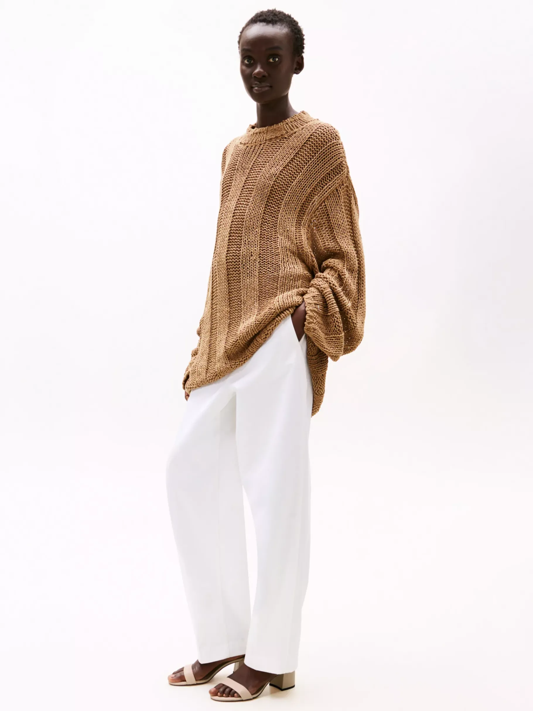 Tommy Hilfiger Leder-Pantolette mit Blockabsatz COASTAL TAUPE Shop