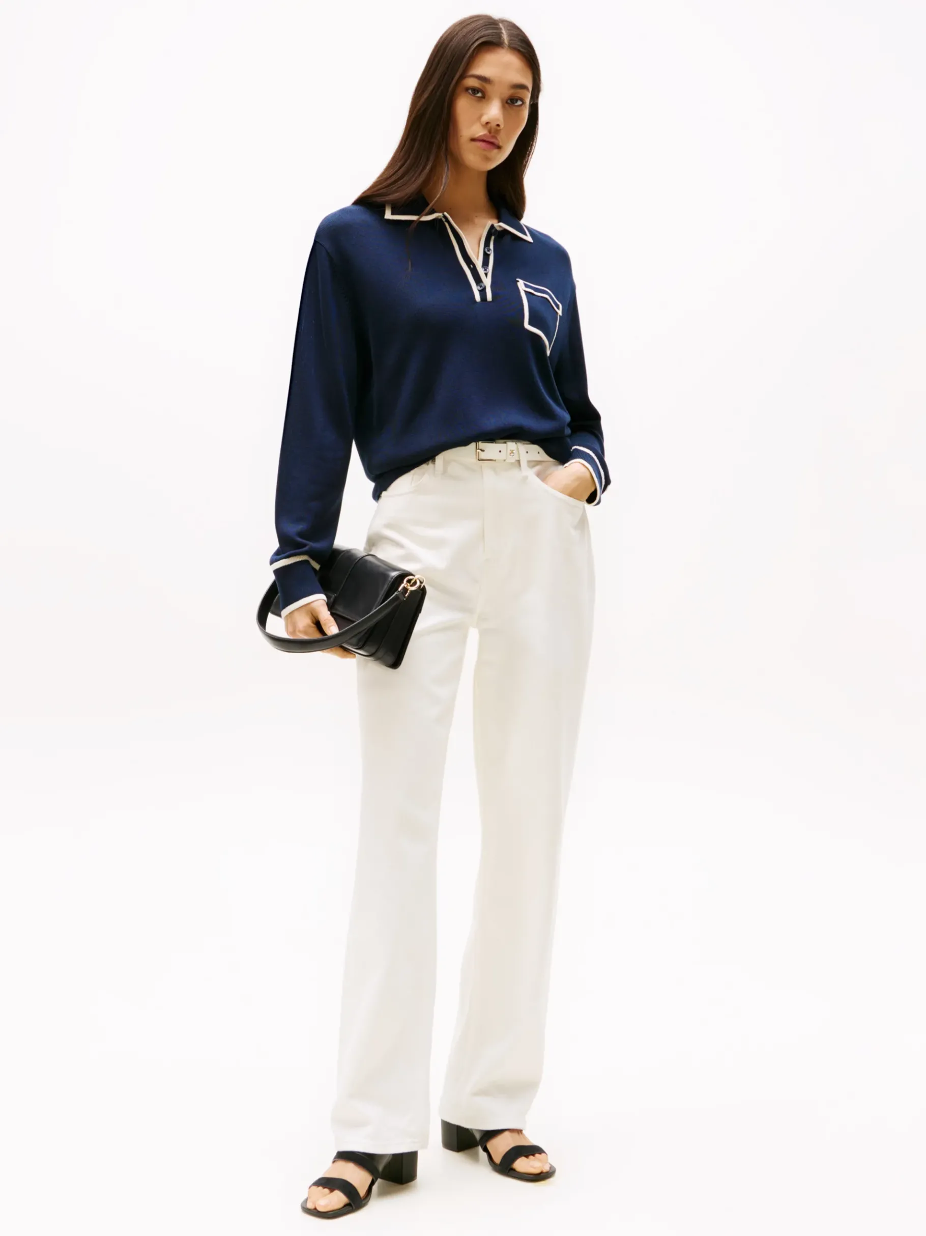 Tommy Hilfiger Leder-Pantolette mit Blockabsatz BLACK Cheap