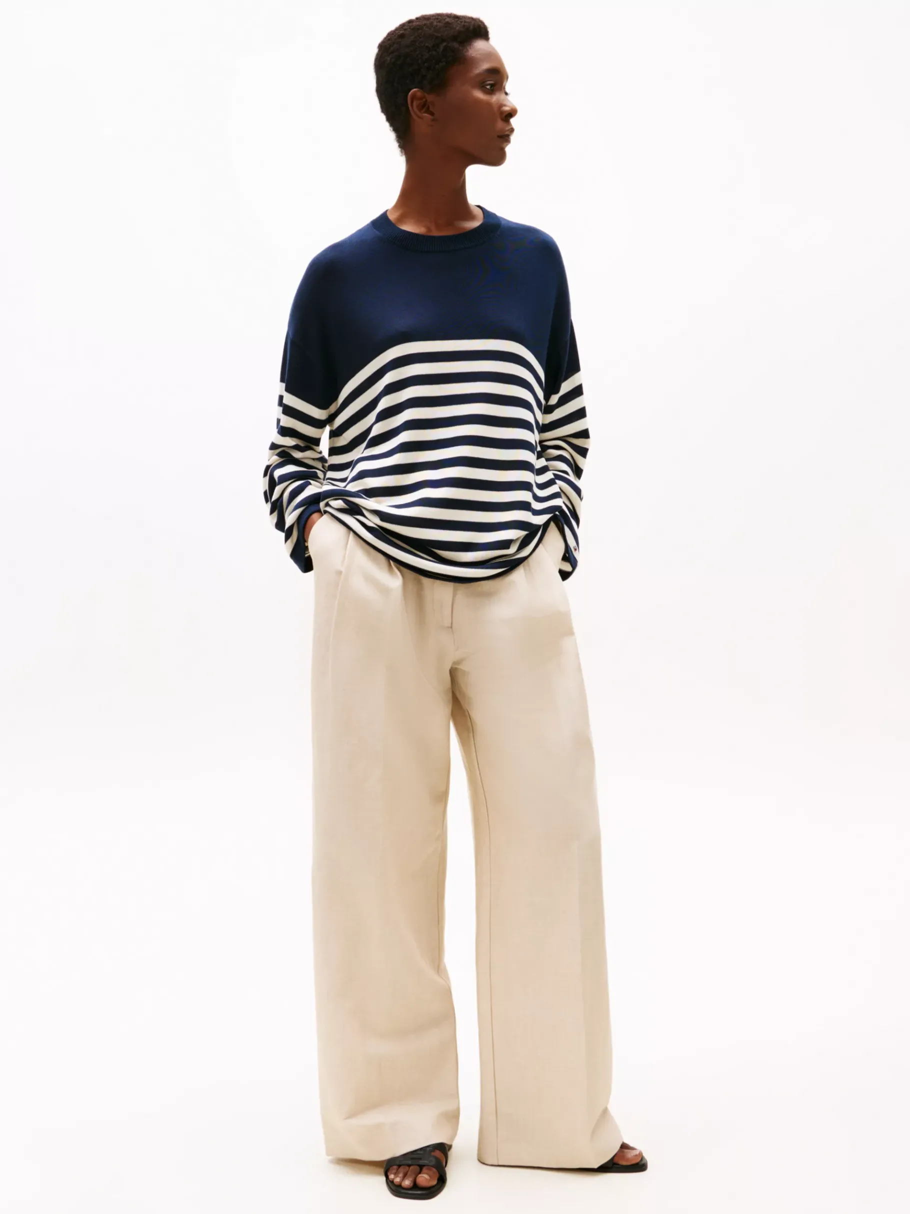 Tommy Hilfiger Leder-Pantolette mit TH-Monogramm BLACK Flash Sale