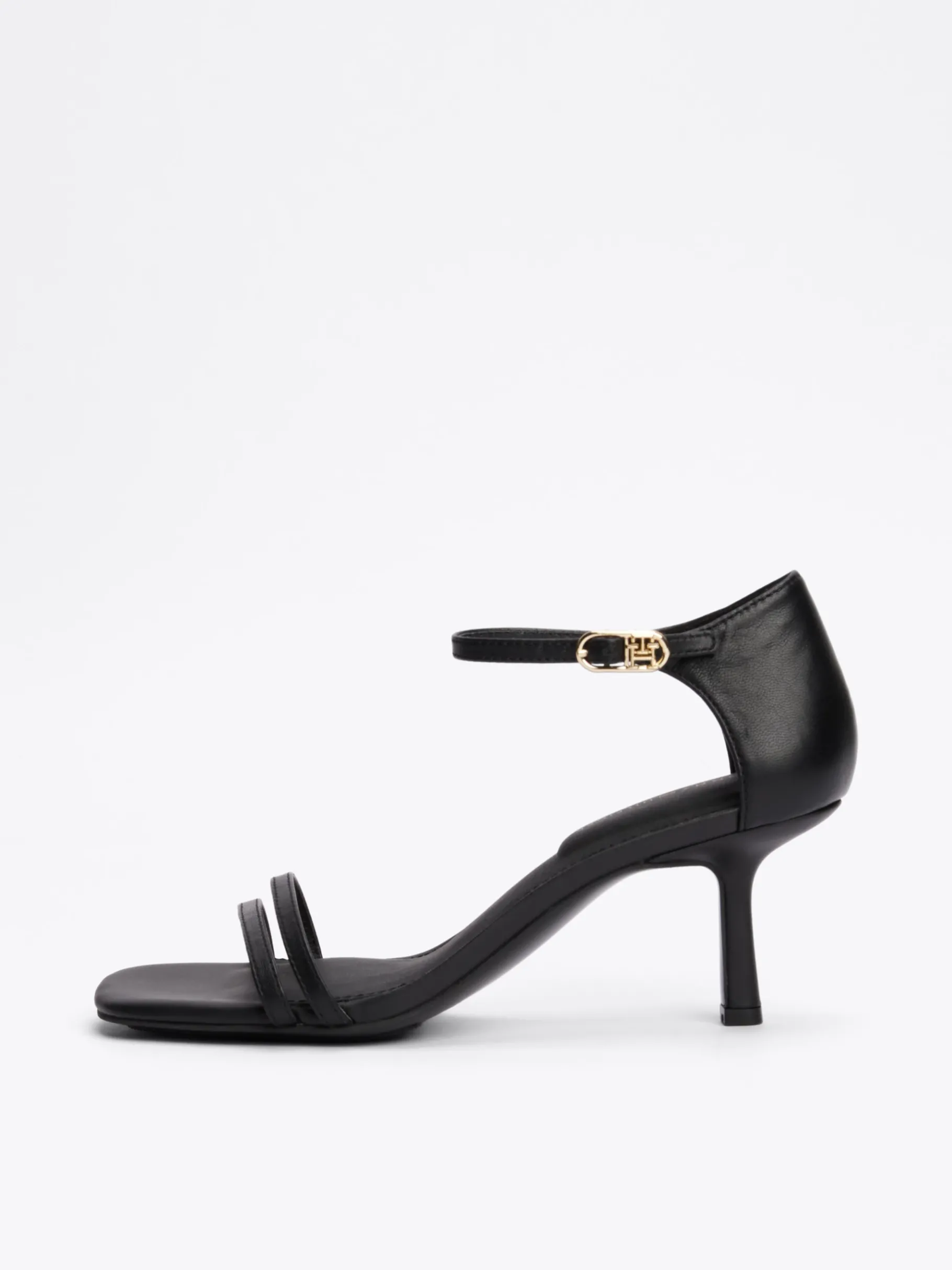 Tommy Hilfiger Leder-Pump-Sandalette mit TH-Monogramm BLACK Clearance