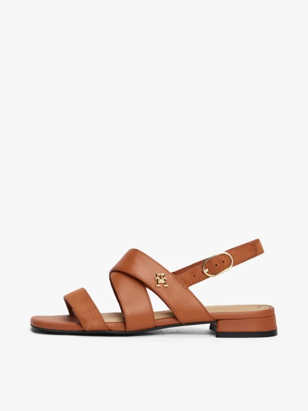 Tommy Hilfiger Ledersandale mit TH-Monogramm CINNAMON BARK Outlet