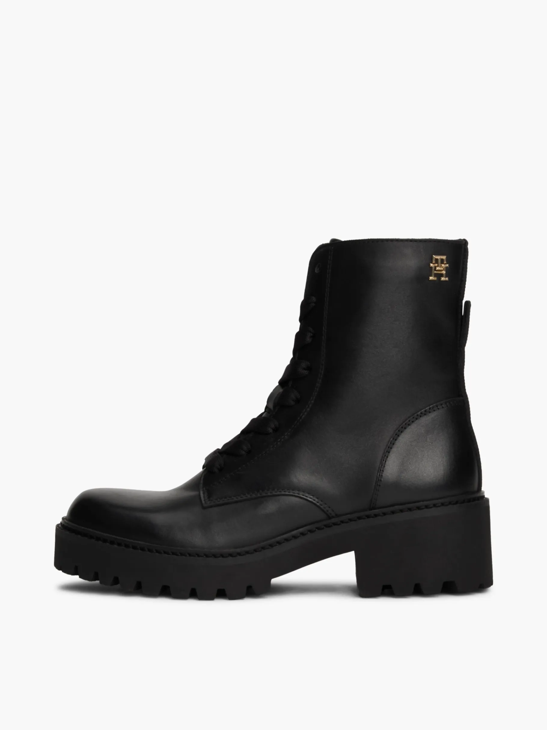 Tommy Hilfiger Leder-Schnürstiefel mit rutschhemmender Sohle BLACK Best Sale