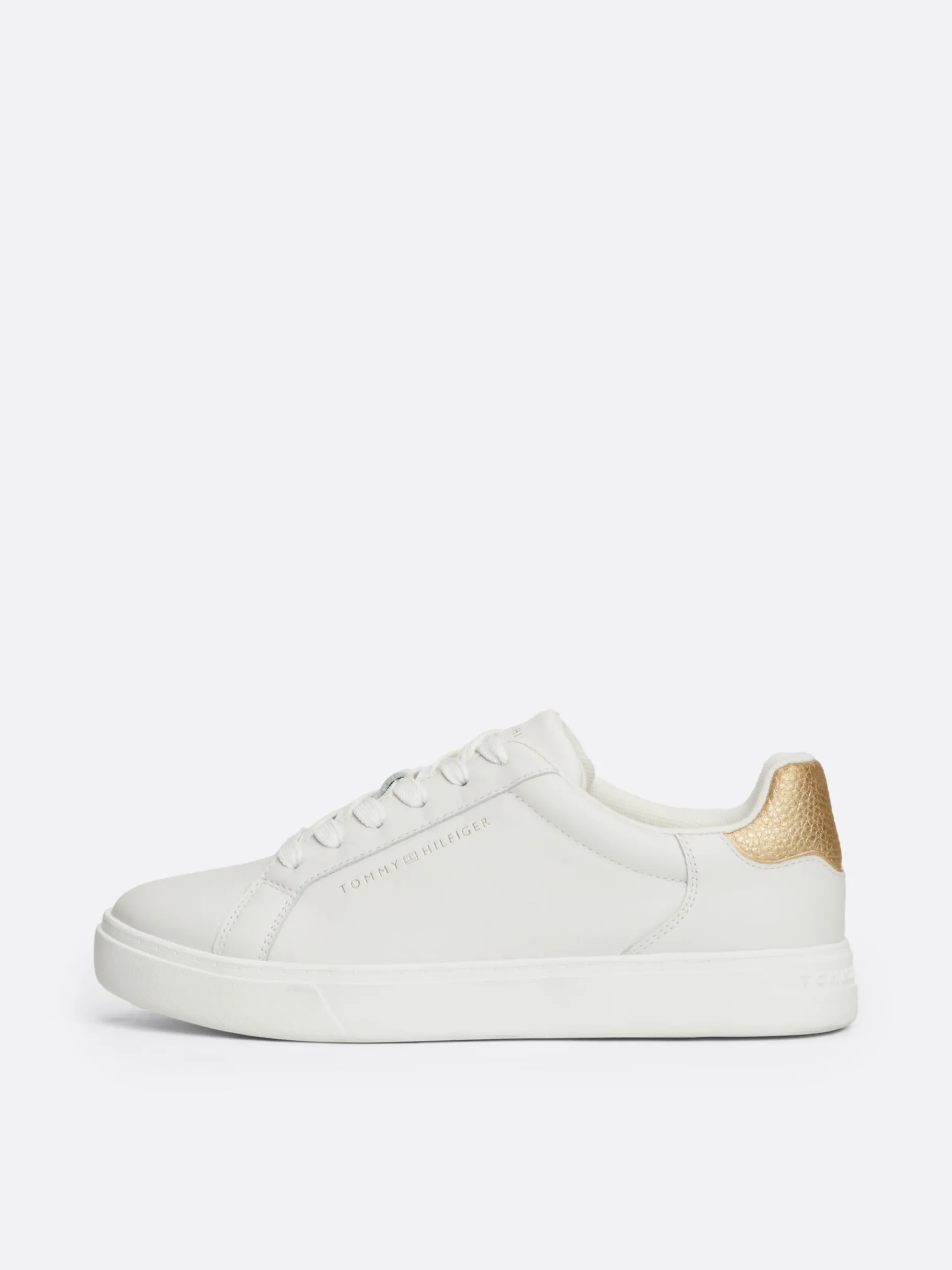 Tommy Hilfiger Leder-Sneaker mit Metallic-Fersenbesatz ECRU Outlet