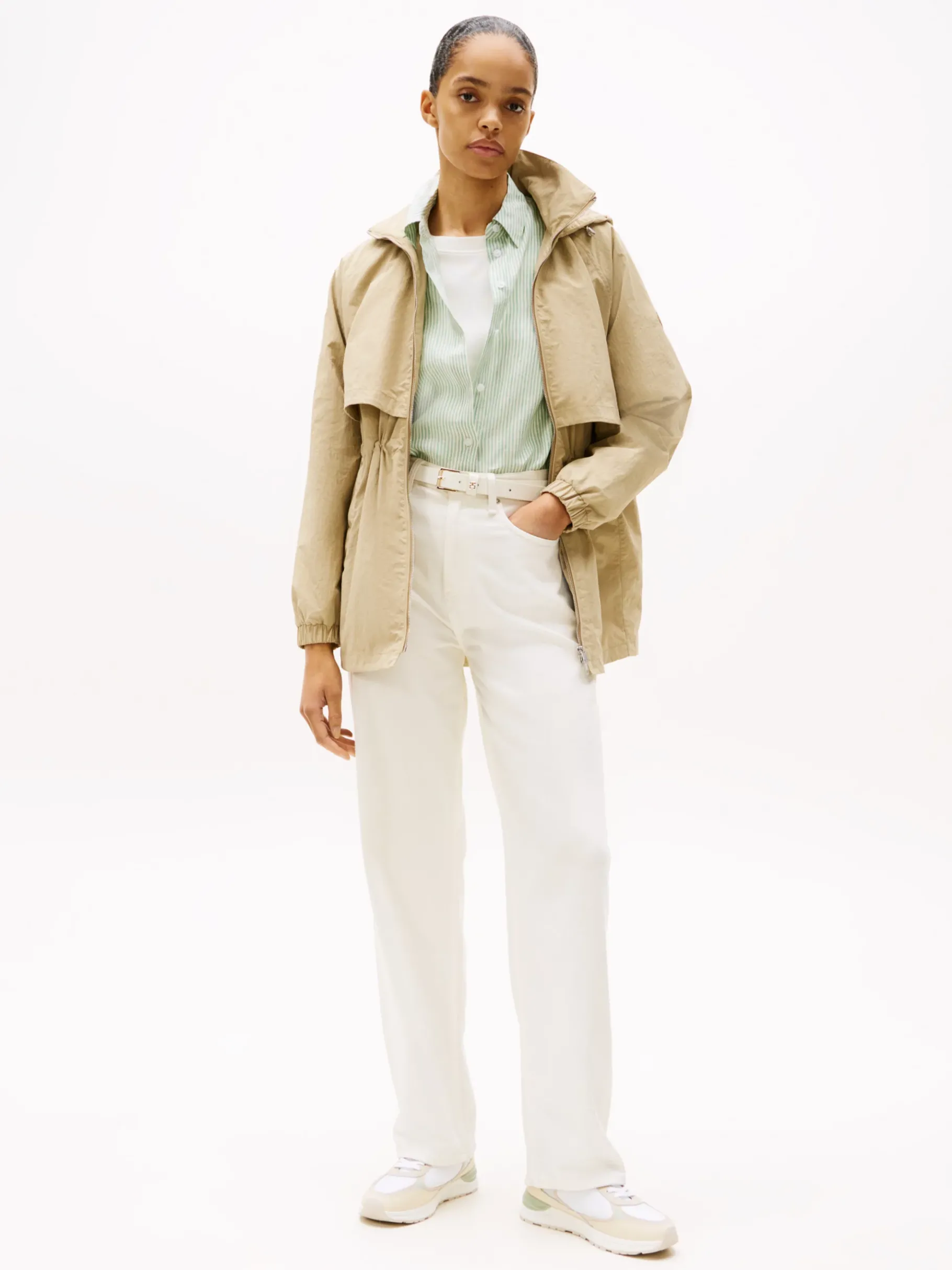 Tommy Hilfiger Leder-Sneaker mit Strukturmix WHITE/BEIGE Cheap