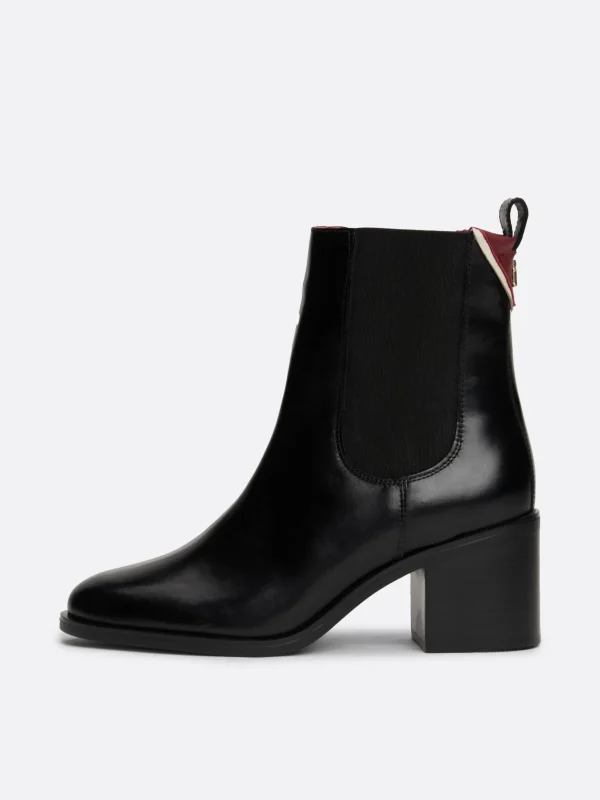Tommy Hilfiger Leder-Stiefelette mit TH-Monogramm BLACK Flash Sale