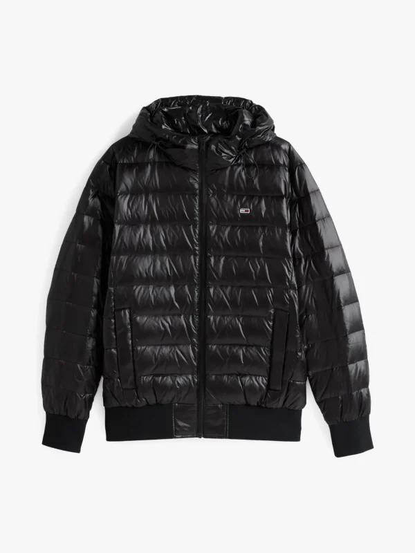 Tommy Hilfiger Leichtgewichtige Hochglanz-Jacke mit Kapuze BLACK Outlet