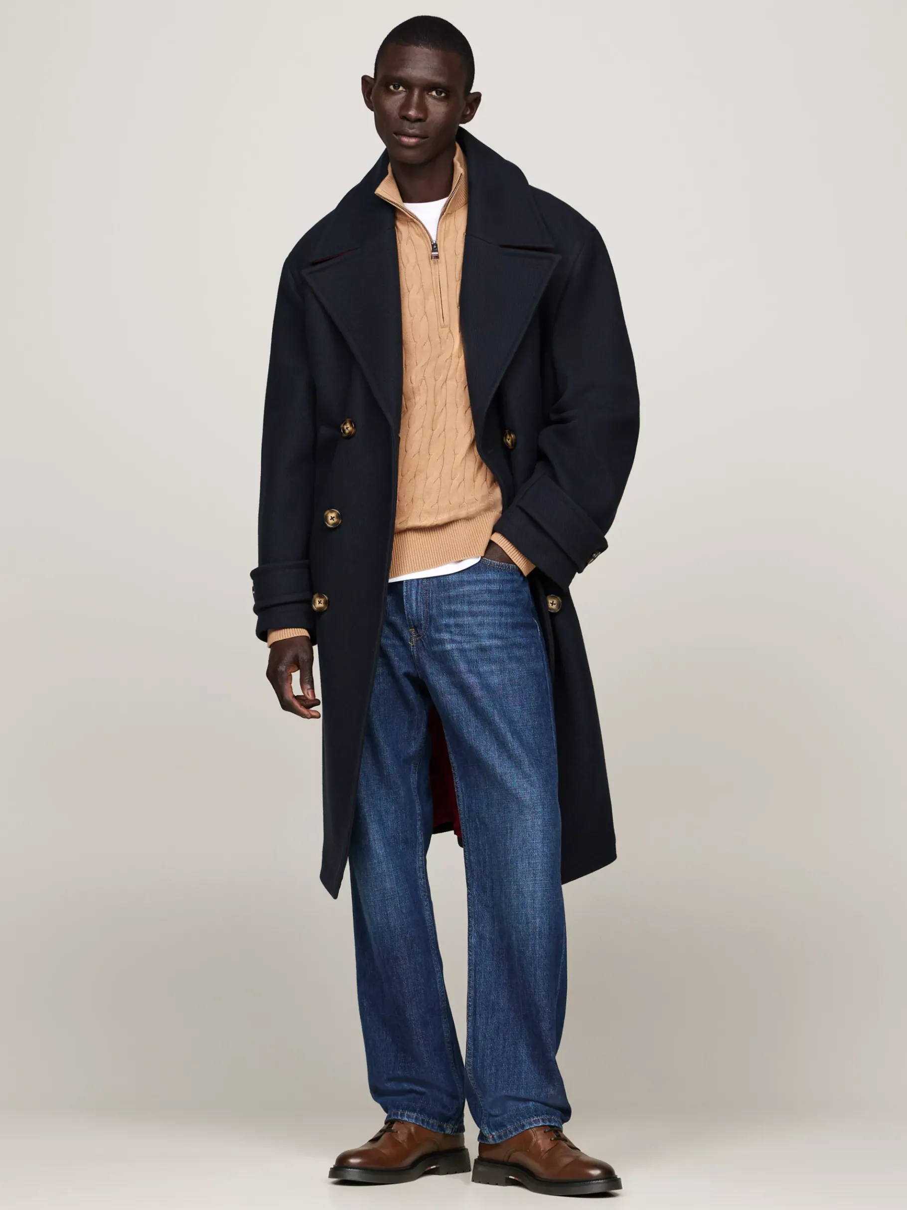 Tommy Hilfiger Leichtgewichtiger Derby-Lederschuh WINTER COGNAC Best Sale