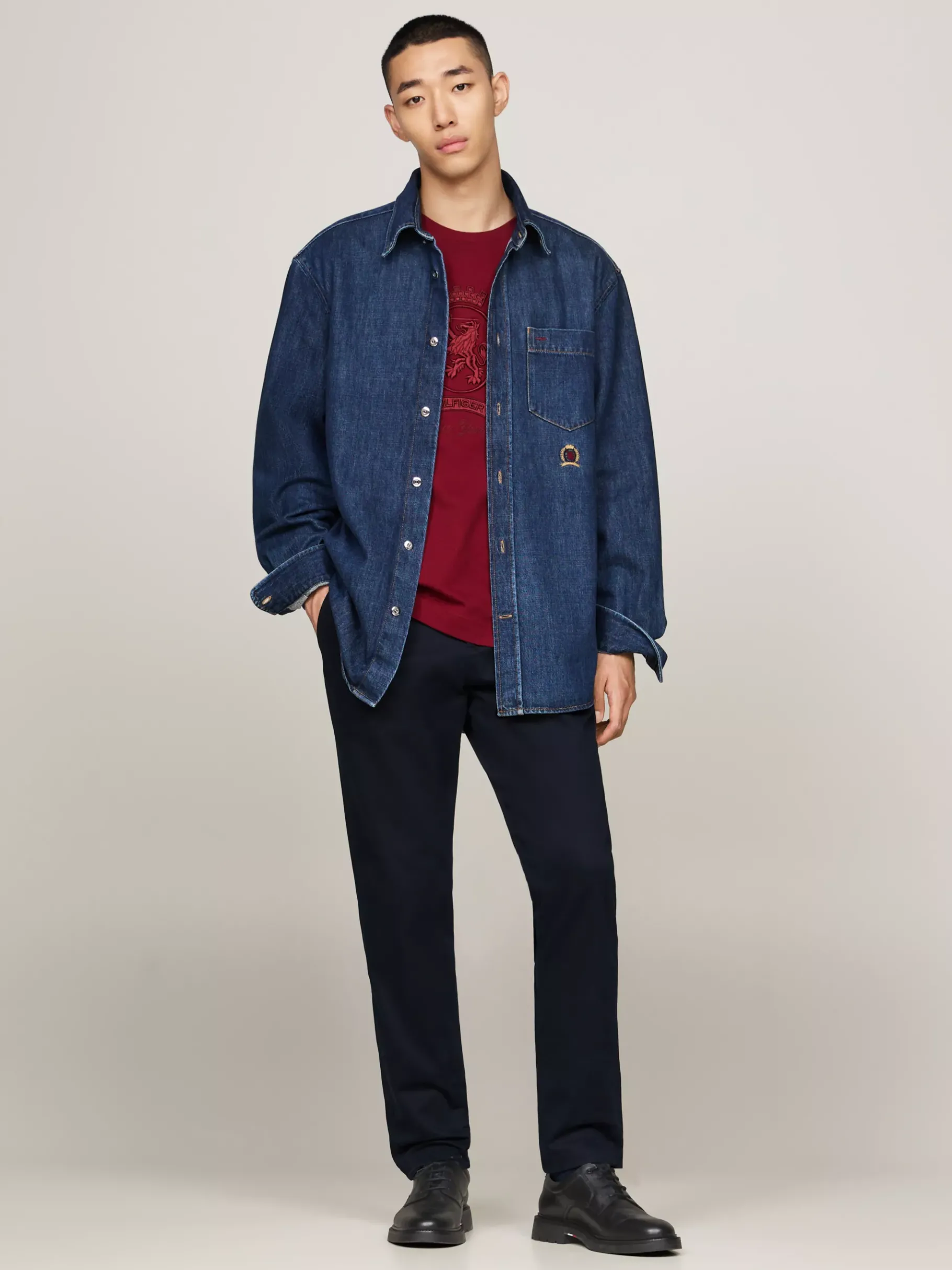 Tommy Hilfiger Leichtgewichtiger Derby-Lederschuh BLACK Online