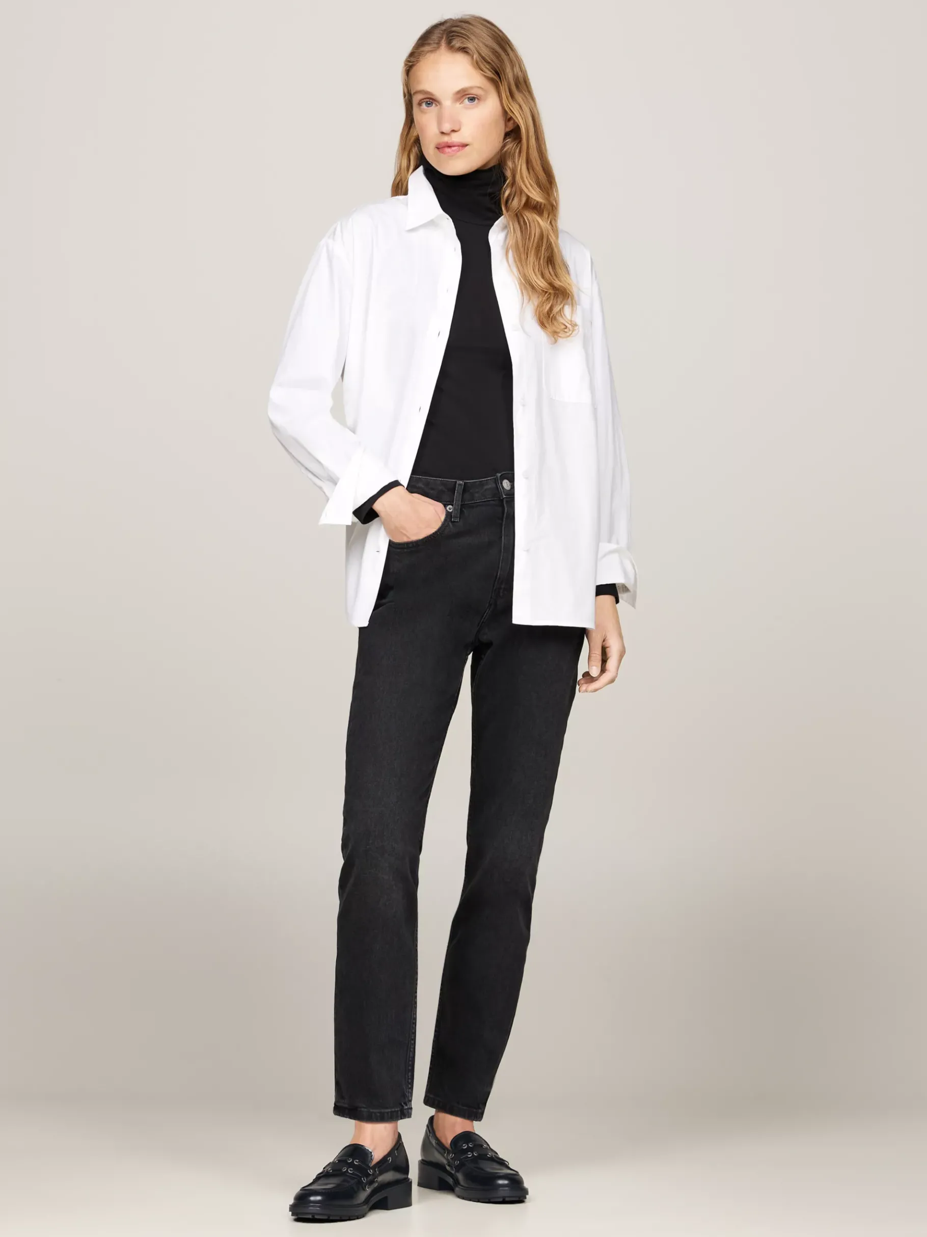 Tommy Hilfiger Loafer aus Leder mit Blockabsatz und Ösen BLACK Best