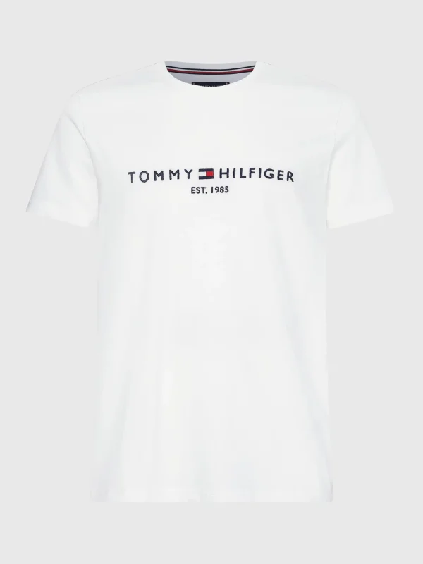 Tommy Hilfiger Logo-T-Shirt aus Bio-Baumwolle SNOW WHITE Outlet