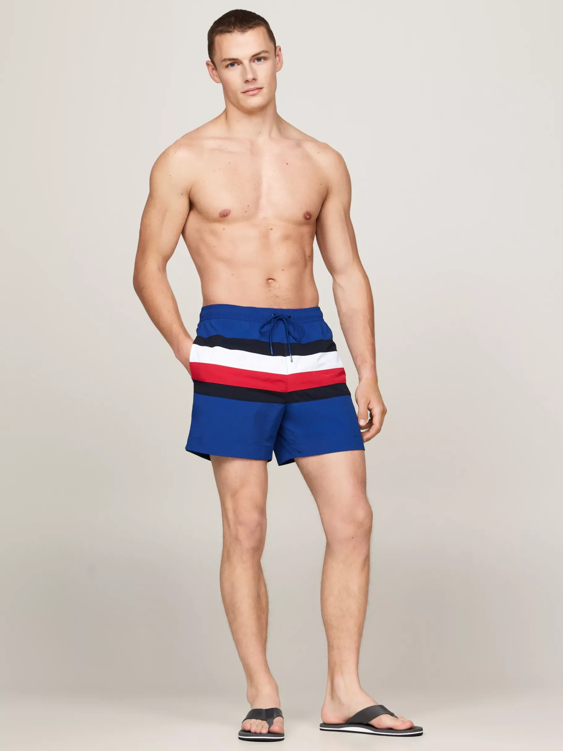 Tommy Hilfiger Logo-Zehentrenner mit Ristriemen aus Gurtband DARK ASH Discount