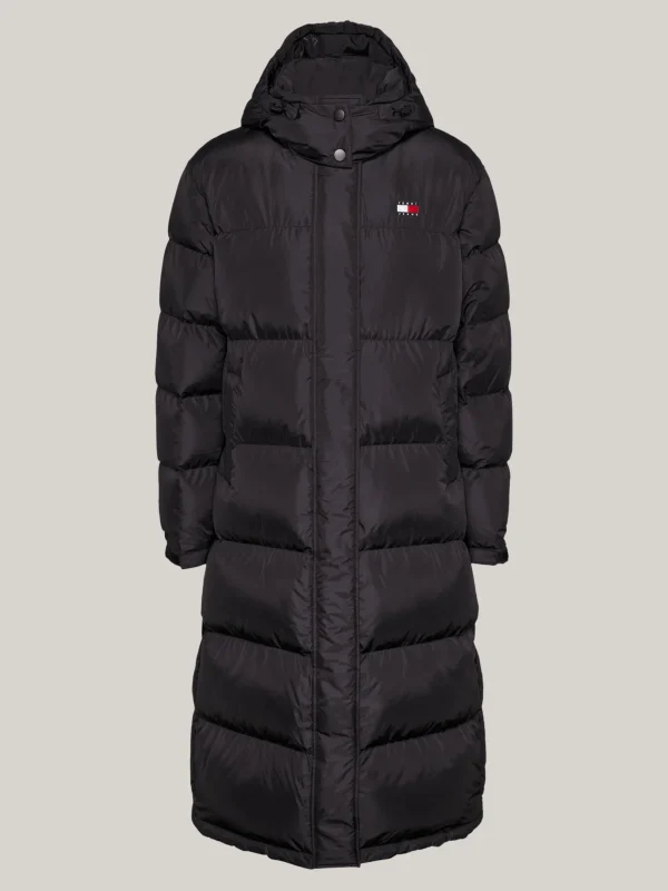 Tommy Hilfiger Longline Alaska Puffer-Daunenjacke mit Kapuze BLACK Best
