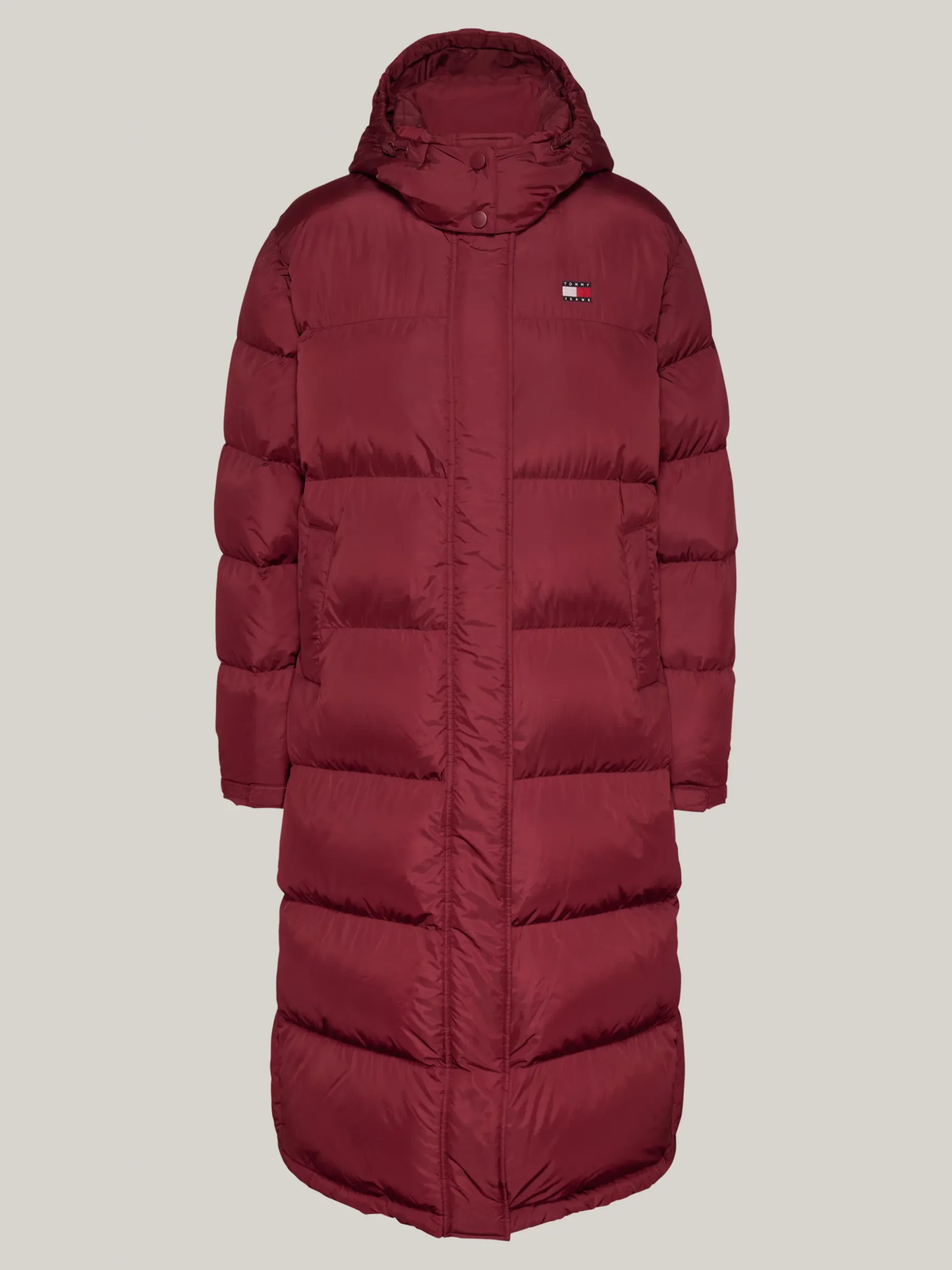 Tommy Hilfiger Longline Alaska Puffer-Daunenjacke mit Kapuze DEEP ROUGE Outlet