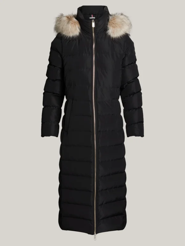 Tommy Hilfiger Longline-Daunenmantel mit Kapuze BLACK New